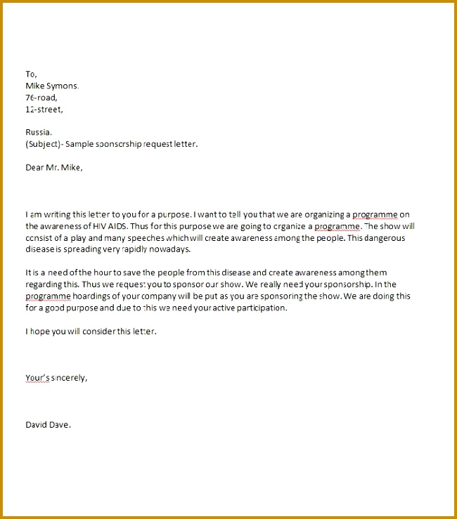Printable Sponsorship Letter Template 02 739650
