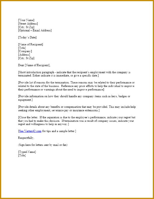 Employment Termination Letter Template 529685