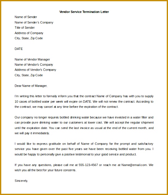 Service Termination Letter Format 632544