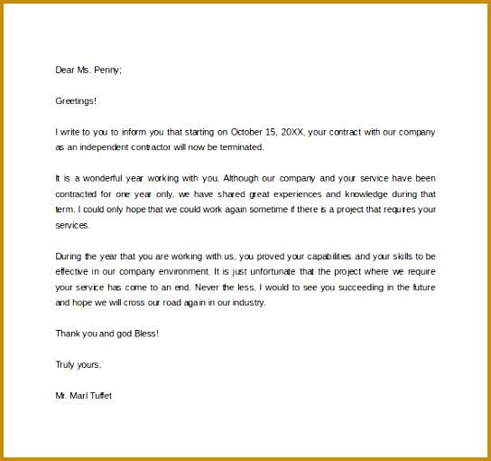 Contract Termination Letter 510544