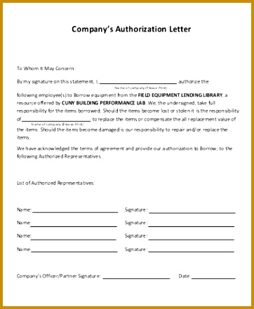 Sample pany Authorization Letter Pics s Format For Vehicle 362441