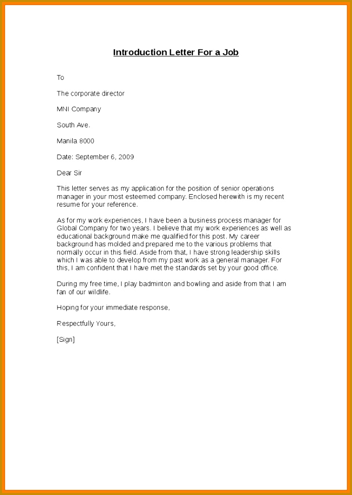 Introductory Letter For Job 979697