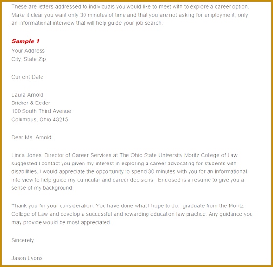 Source Sample Informational Interview Request Letter 547559