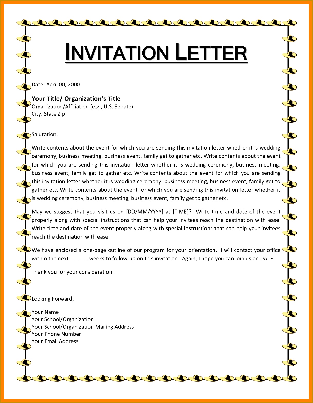 invite letter formatvitation letter for event 1641 caption 15661217