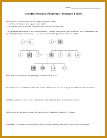Genetics Practice Problems Pedigree Tables 283219
