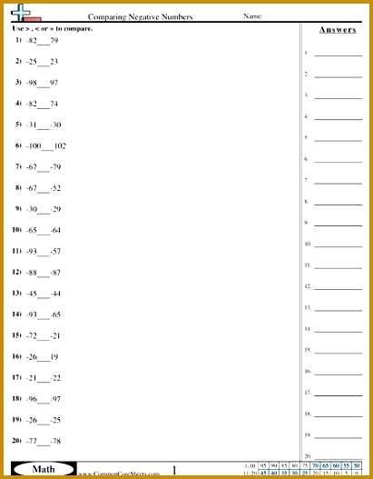 Positive & Negative Integers worksheets 527411