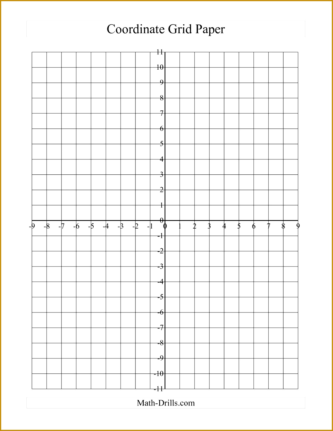 The Coordinate Grid Paper A math worksheet from the Graph Paper page at Math 14731138