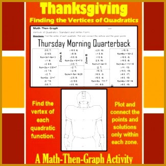 Enjoy Thanksgiving and give students the practice they need at finding the vertices of quadratic functions 325325