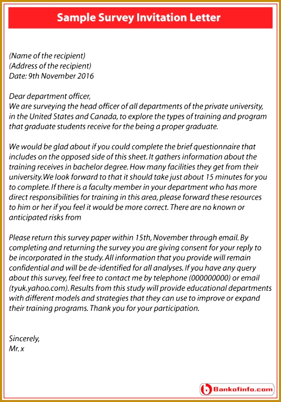 Survey invitation letter sample 799559