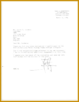 Neil Armstrong Typed Letter Signed Thank you for your kind invitation to participate in t 258334