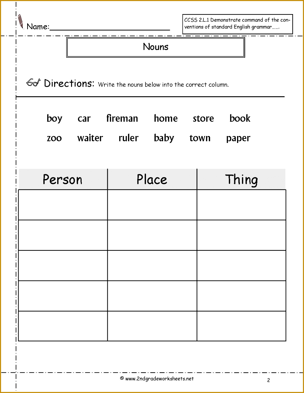 nouns worksheet 15341185