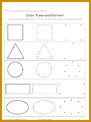 Learn basic shapes by coloring tracing and finally connecting the dots to draw the shape with this printable worksheet 180240