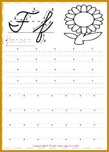 Print out cursive handwriting tracing worksheets for practice letter F for flower fox coloring pages for kindergartenrsive tracing handwriting practice 314225