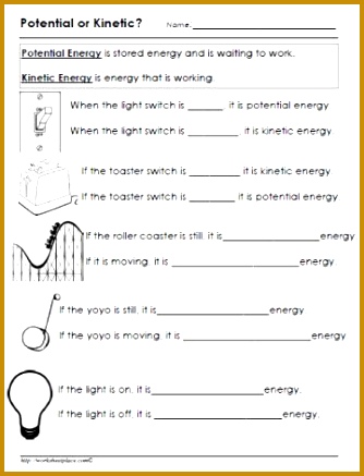 Potential or Kinetic Energy Worksheet HomeEnergy 437334