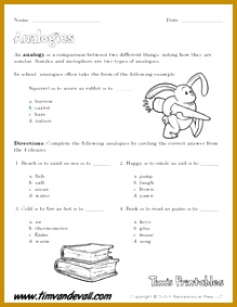 Free printable analogy worksheets for kids These free Language Arts printables will help students learn 283219