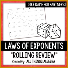 Exponent Rules Laws of Exponents Dice Game 219219
