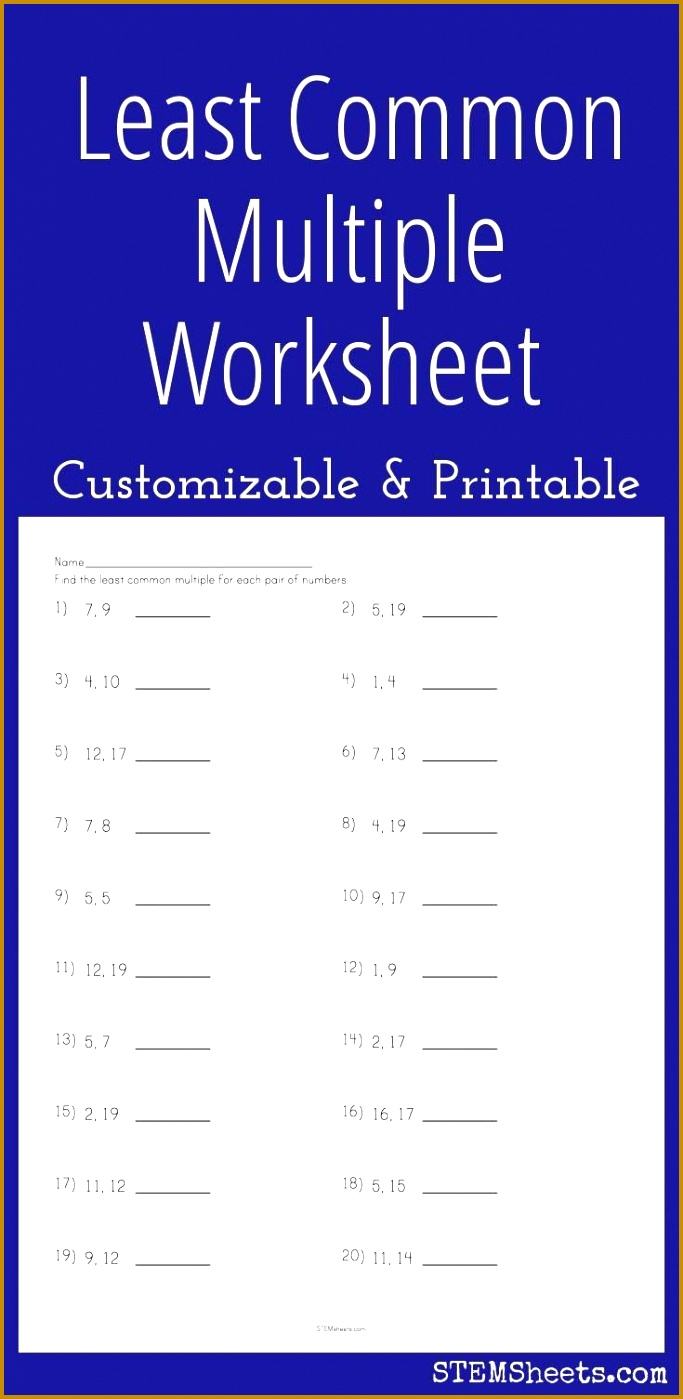 Least mon Multiple Worksheet Customizable and Printable 1399683
