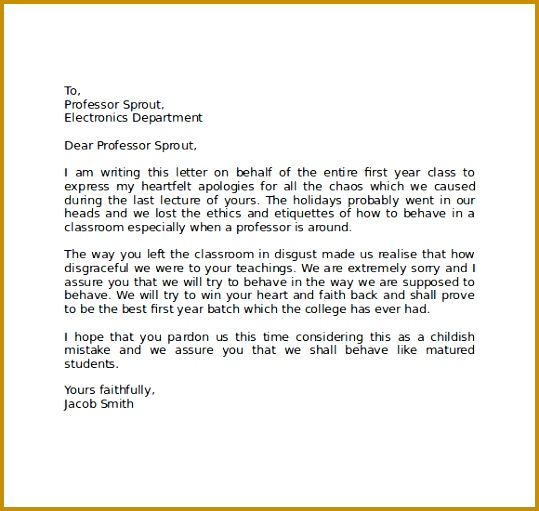 formal apology letter example 511539