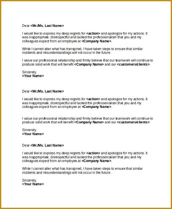 Formal Apology Letter To Boss For Bad Performance a part of under Business Letter 678558