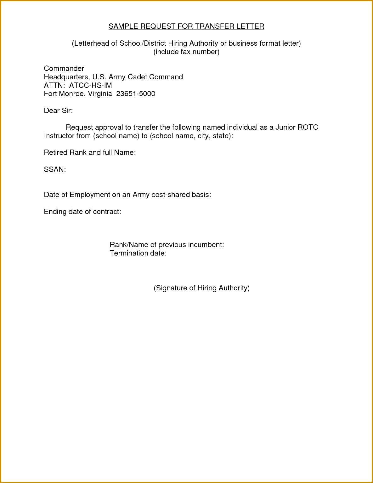 TRANSFER REQUEST LETTER Example of a letter or email message used to request a transfer to a different job within the pany where you work 15341185