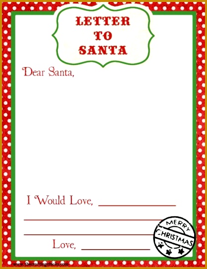 Letter to Santa Free Printable Download 541418