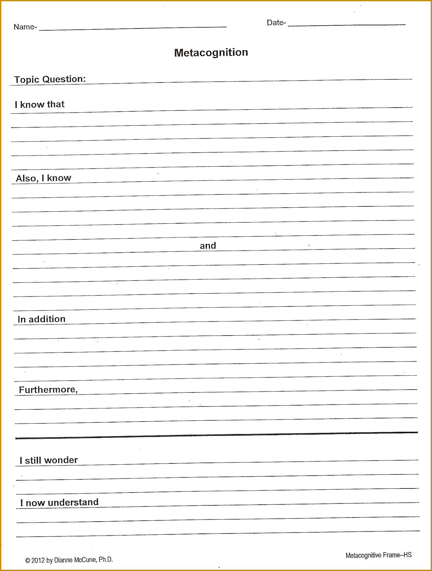 Metacognition Reflection Worksheet 18261382