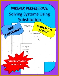 Systems of Equations Substitution Partner Perfection This is a set of worksheets that contains 325251