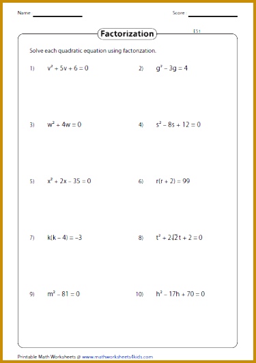 Solve these quadratic equation worksheets using zero product property factorization pleting the square and quadratic formula 531375