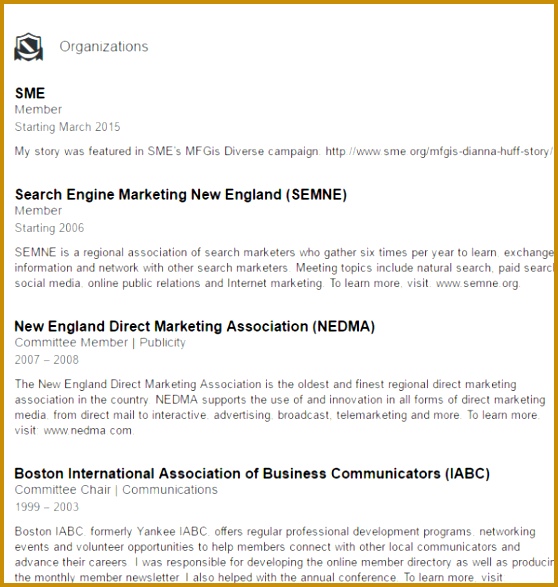 dianna huff organization example linkedin 587558