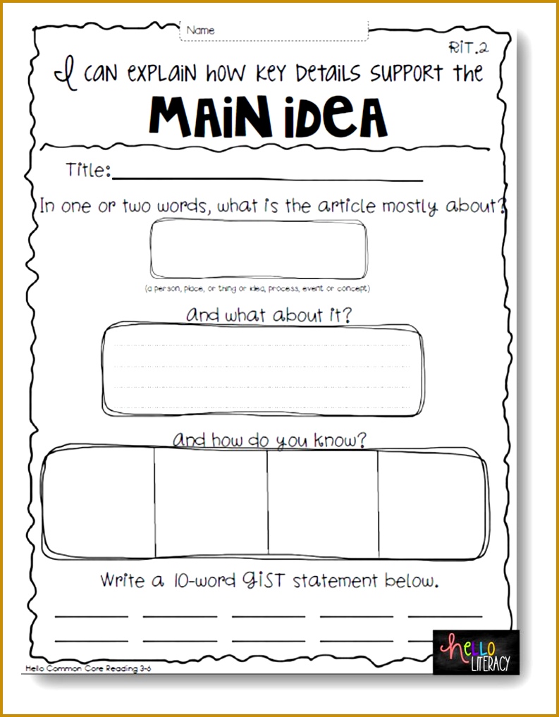 Main Idea Graphic Organizer Worksheet For Kindergarten Main Best Free Printable Worksheets 1017793