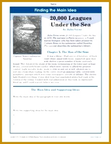 A main idea worksheet about the book 20 000 Leagues Under The Sea Students write 283219