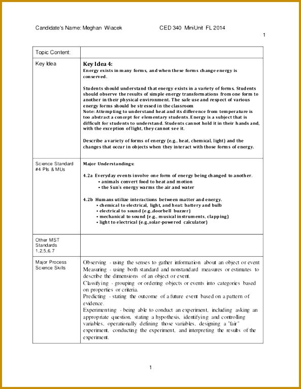 Candidate s Name Meghan Wiacek CED 340 MiniUnit FL 2014 1 1 Topic Content Key 768593
