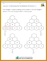 printable math puzzles sallys hexagon number puzzle 2 242186