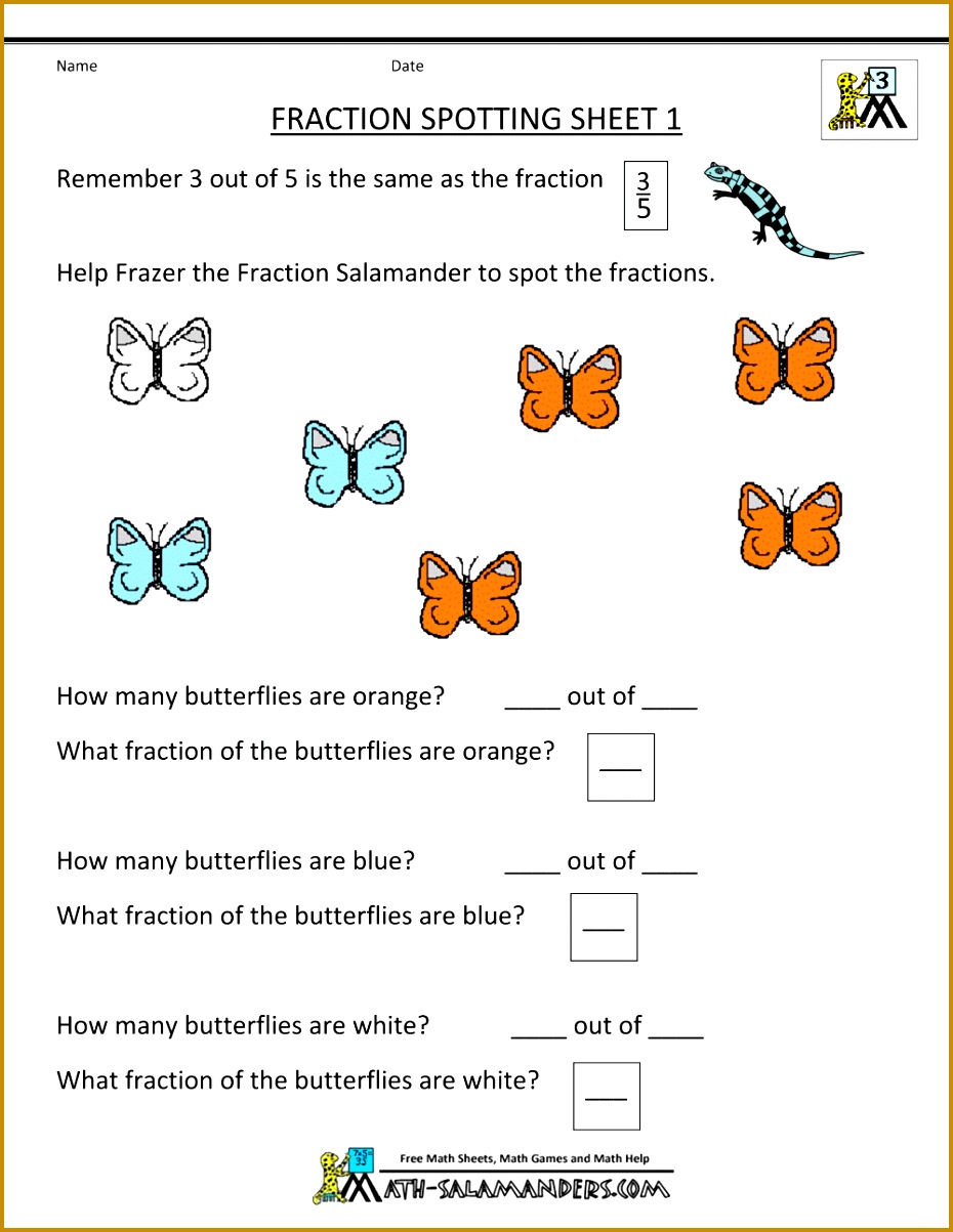3rd grade fraction worksheets fraction spotting 1 1203930
