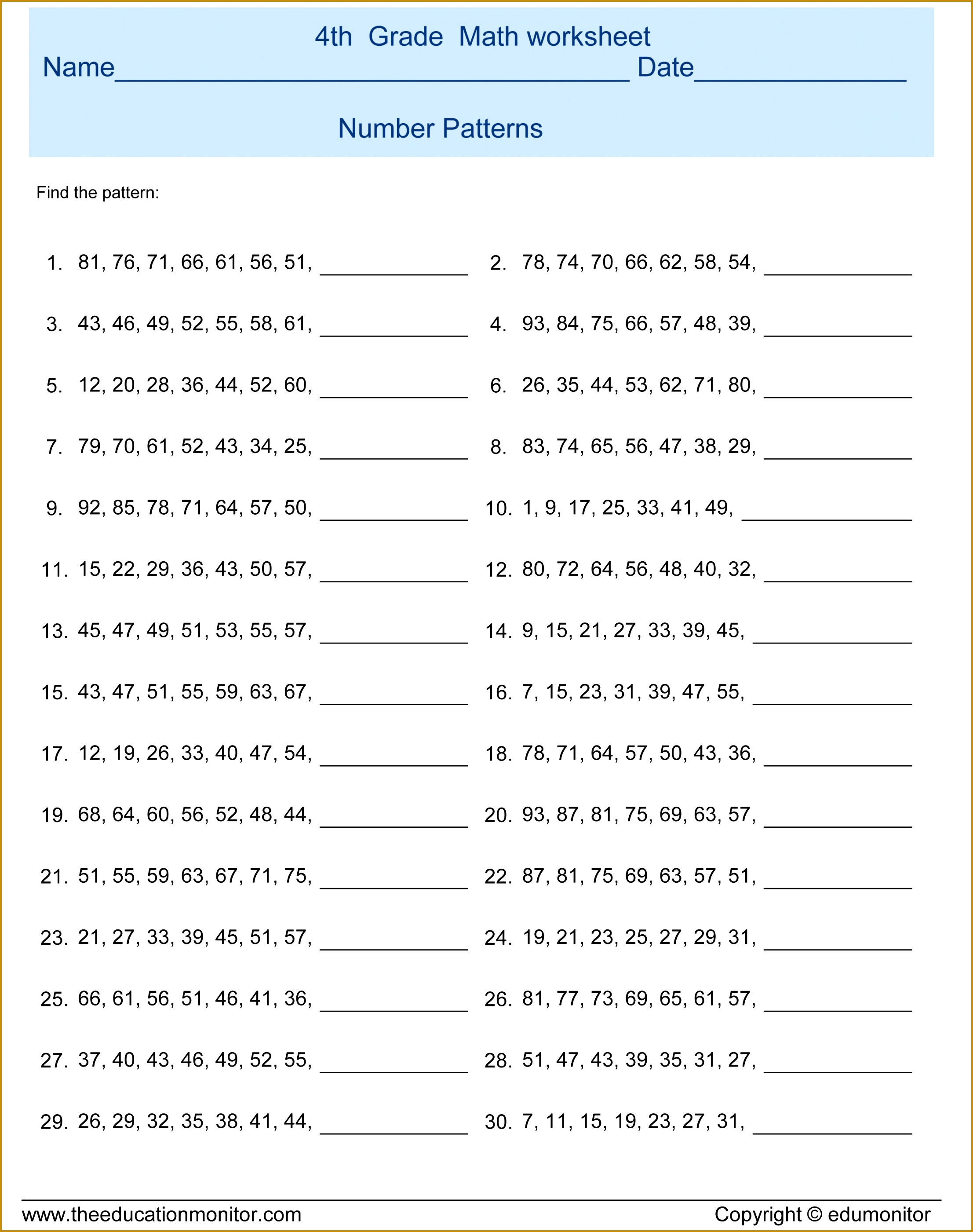 Printable Worksheets For 4th Grade Math Free Printable Worksheets For 4th Grade 28012213