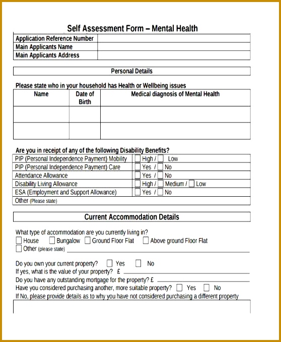mental health self assessment form 558678