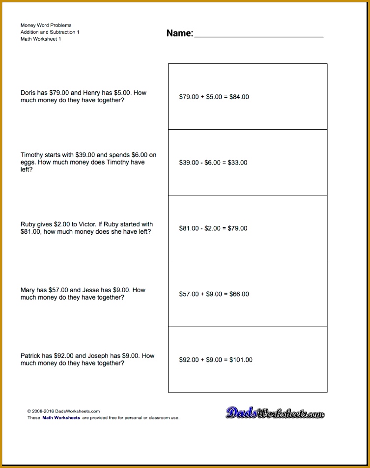 Money Word Problems Worksheet Addition Worksheet and Subtraction Worksheet Money Word Problems Worksheet Addition Worksheet and Subtraction Worksheet 6 953753