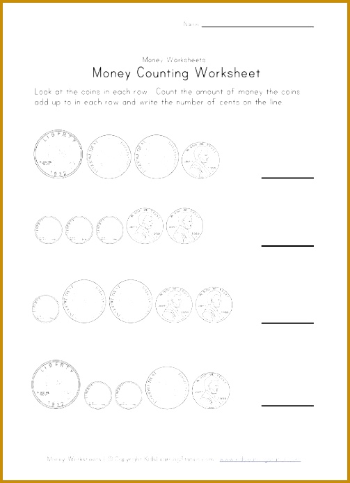 money counting worksheet one 693503