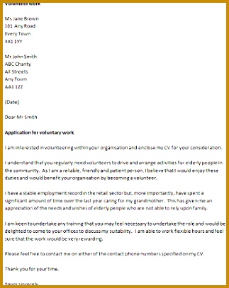 volunteer covering letter example 407323