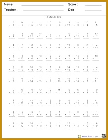 Advanced Addition Drills Worksheets You may select from 256 different problems to produce a worksheet with Printable Math WorksheetsArray WorksheetsGrade 283219