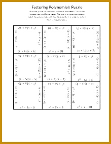 factoring puzzle worksheet 283219