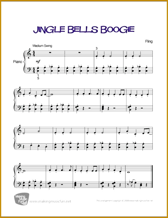 Jingle Bells Boogie Easy Piano Sheet Music Digital Print Visit MakingMusicFun 736569