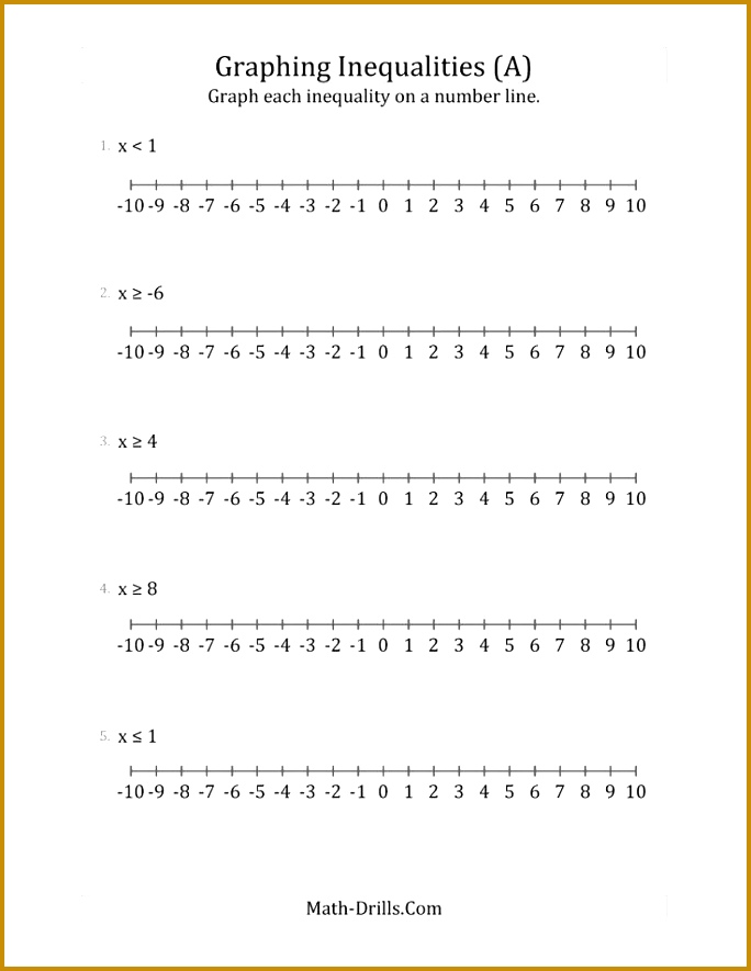 New Graph Basic Inequalities on Number Lines A Math Worksheet 684885