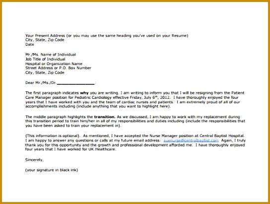 8 Nursing Resignation Letter Templates Free Sample Example Format Download 411544