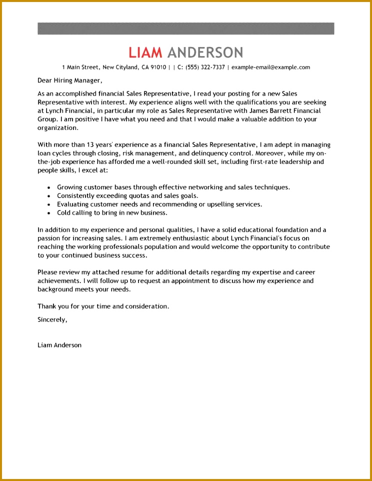 Brilliant Ideas Best Sales Representative Cover Letter Examples Fancy Business Loan Request Letter Examples 962744