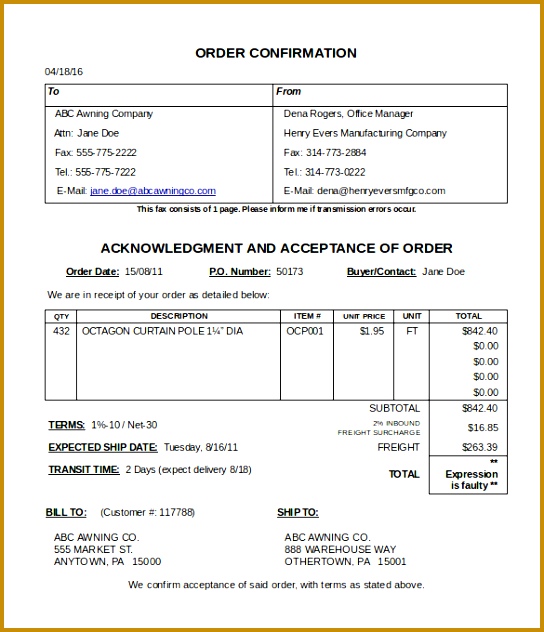 Order Confirmation Template – 24 Free Word Excel PDF Document 2yjau Order Confirmation Template Free Editable Download 632544