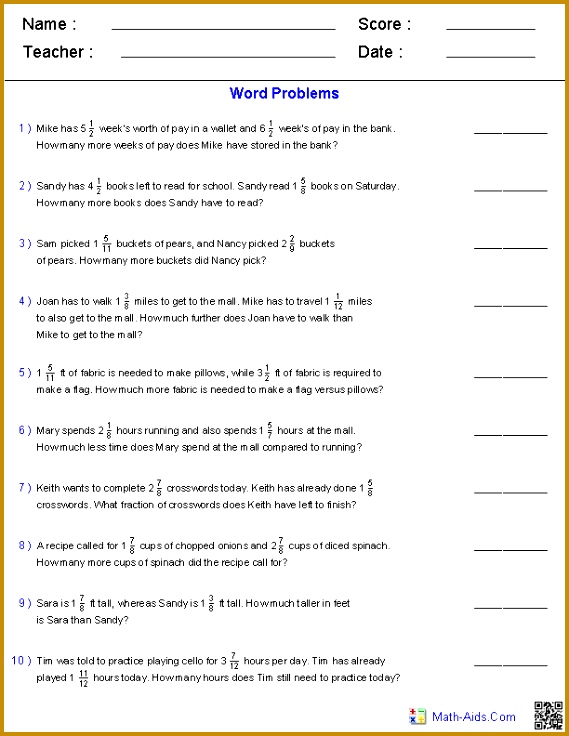 Word Problems Worksheets 4Th Worksheets for all Download and Worksheets 736569