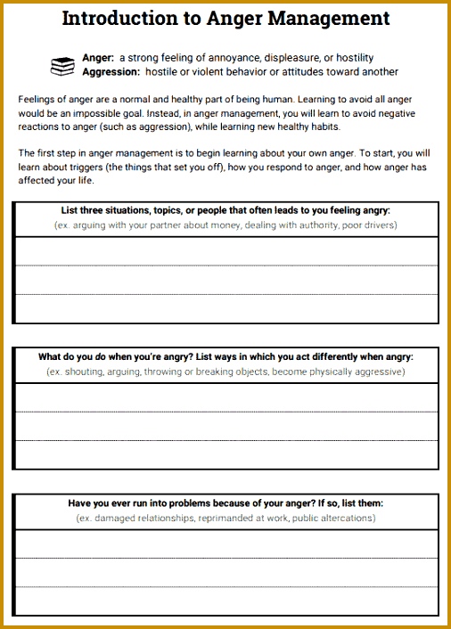 The Introduction to Anger Management worksheet has everything you need to your clients started on the topic of anger 706506