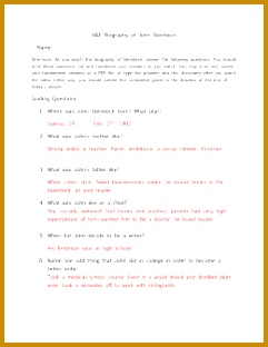 A&E Biography of John Steinbeck Guiding Questions Answer Key 312241