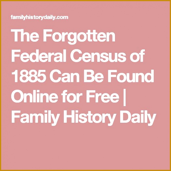The Forgotten Federal Census of 1885 Can Be Found line for Free 595595